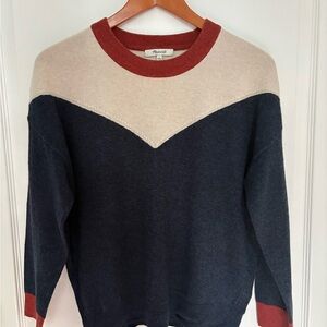 Madewell Women's Crewneck Sweater in Navy, Cream, and Brick